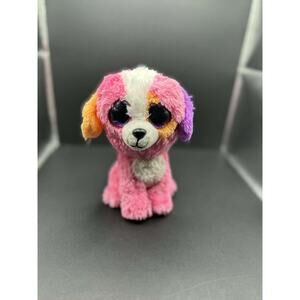 2016 Tysilk Beanie Puppy Dog Precious Pink Plush Stuffed Animal Huge Eyes 8in